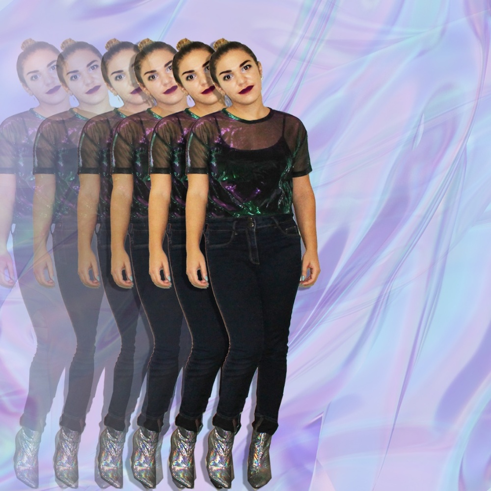 Iridescent Purple-Green See Through Top